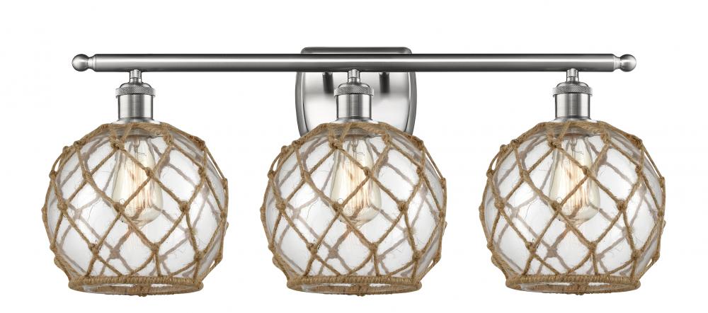 Farmhouse Rope - 3 Light - 28 inch - Brushed Satin Nickel - Bath Vanity Light