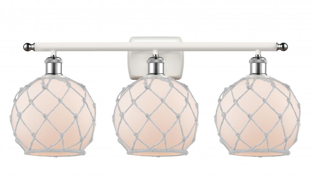 Farmhouse Rope - 3 Light - 28 inch - White Polished Chrome - Bath Vanity Light