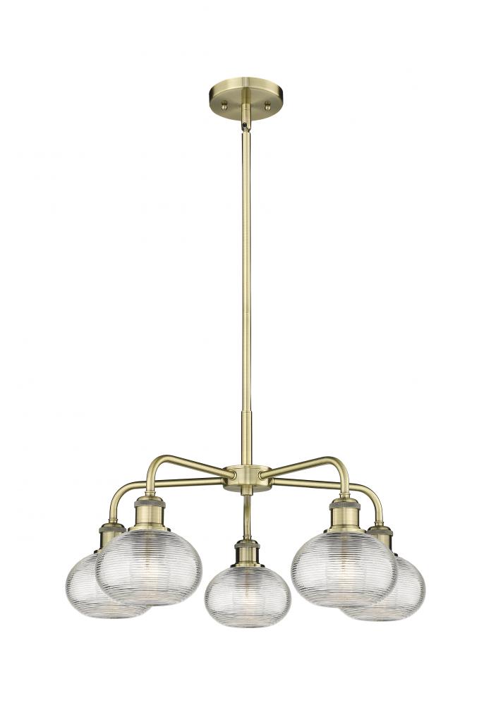 Ithaca - 5 Light - 24 inch - Antique Brass - Chandelier