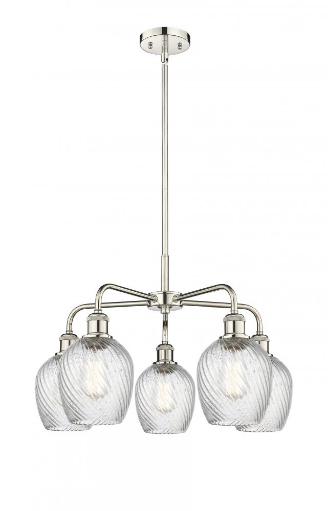 Salina - 5 Light - 24 inch - Polished Nickel - Chandelier