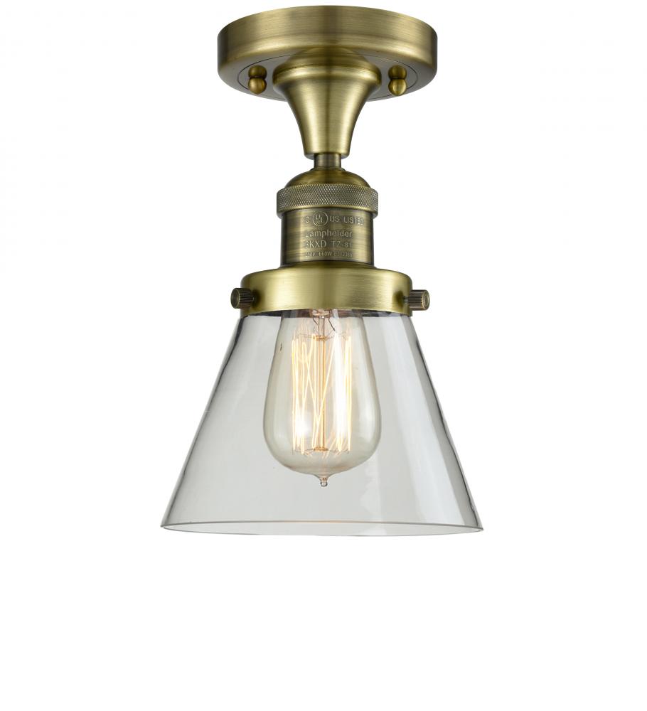 Cone - 1 Light - 7 inch - Antique Brass - Semi-Flush Mount