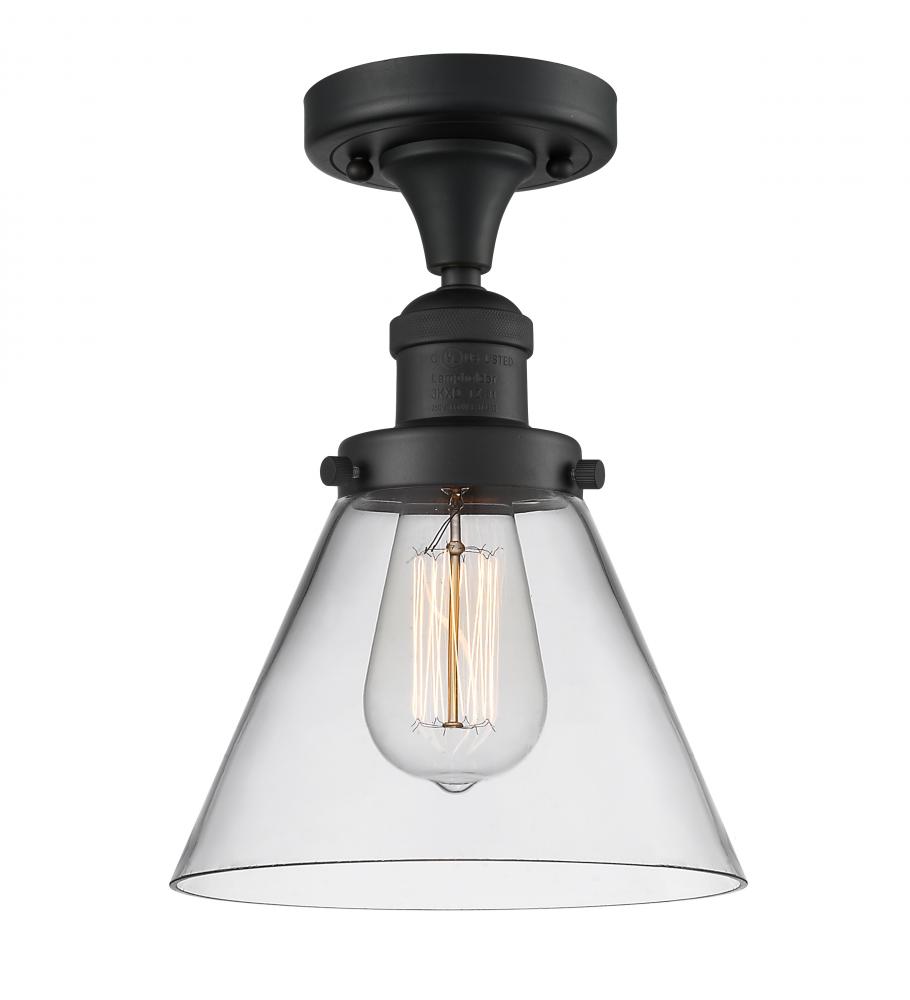 Cone - 1 Light - 8 inch - Matte Black - Semi-Flush Mount