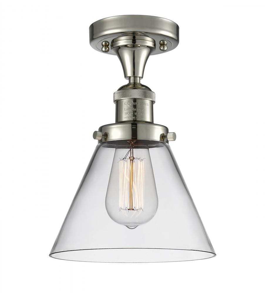 Cone - 1 Light - 8 inch - Polished Nickel - Semi-Flush Mount