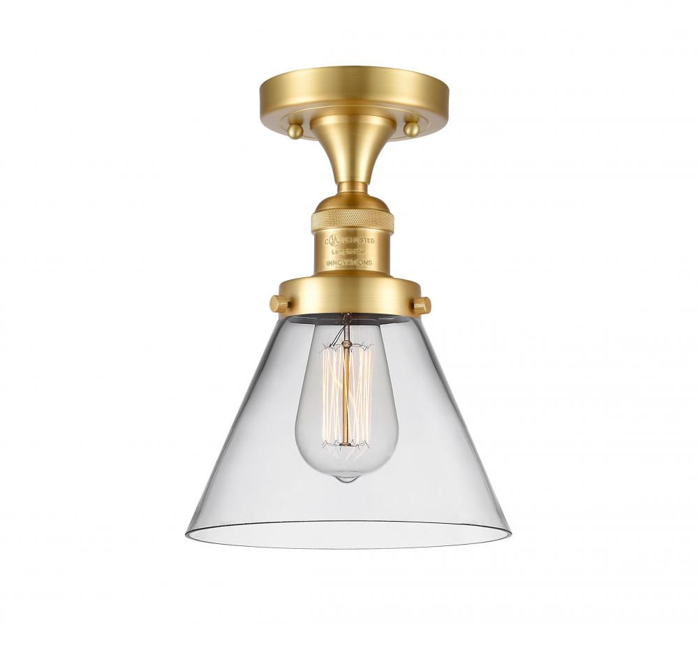 Cone - 1 Light - 8 inch - Satin Gold - Semi-Flush Mount