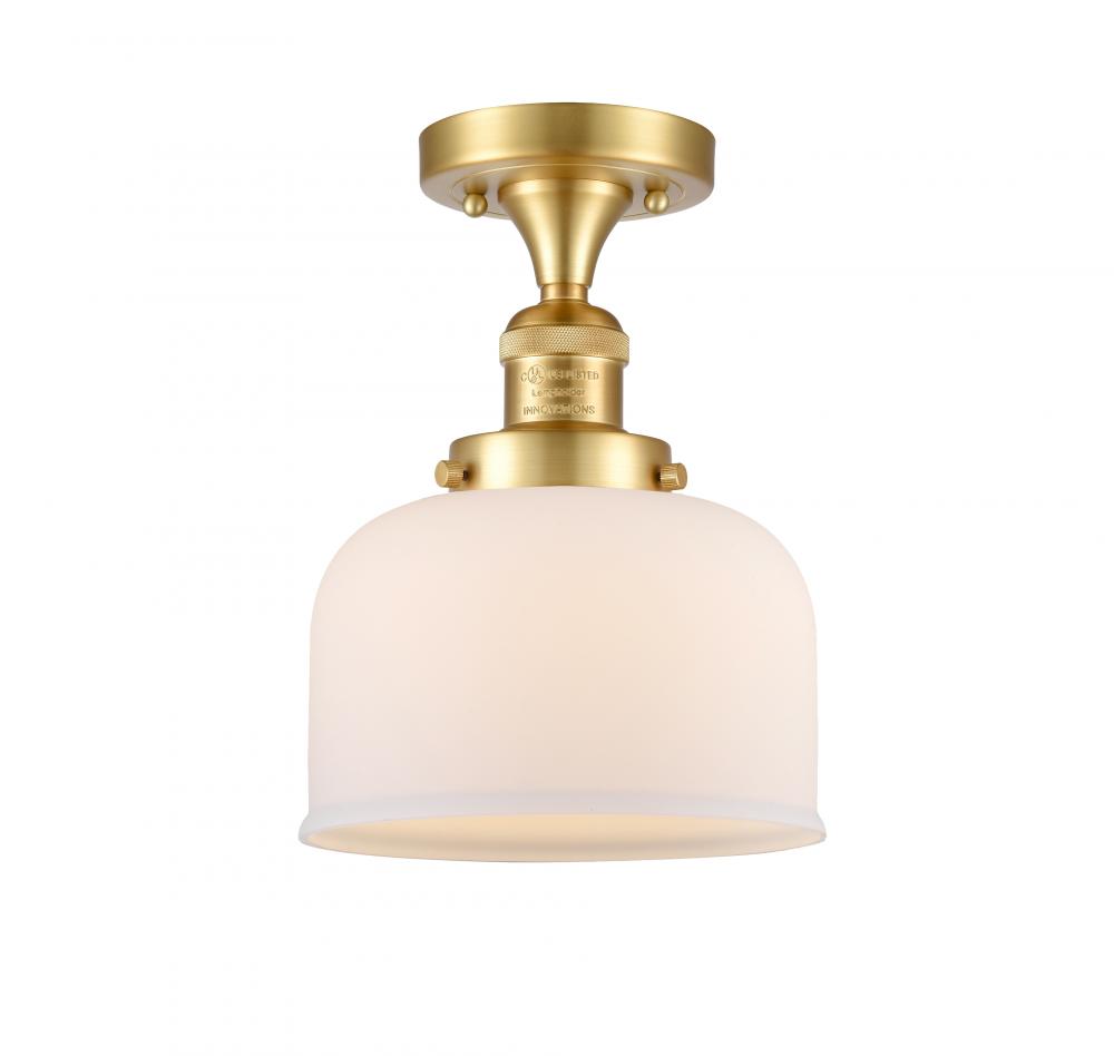 Bell - 1 Light - 8 inch - Satin Gold - Semi-Flush Mount