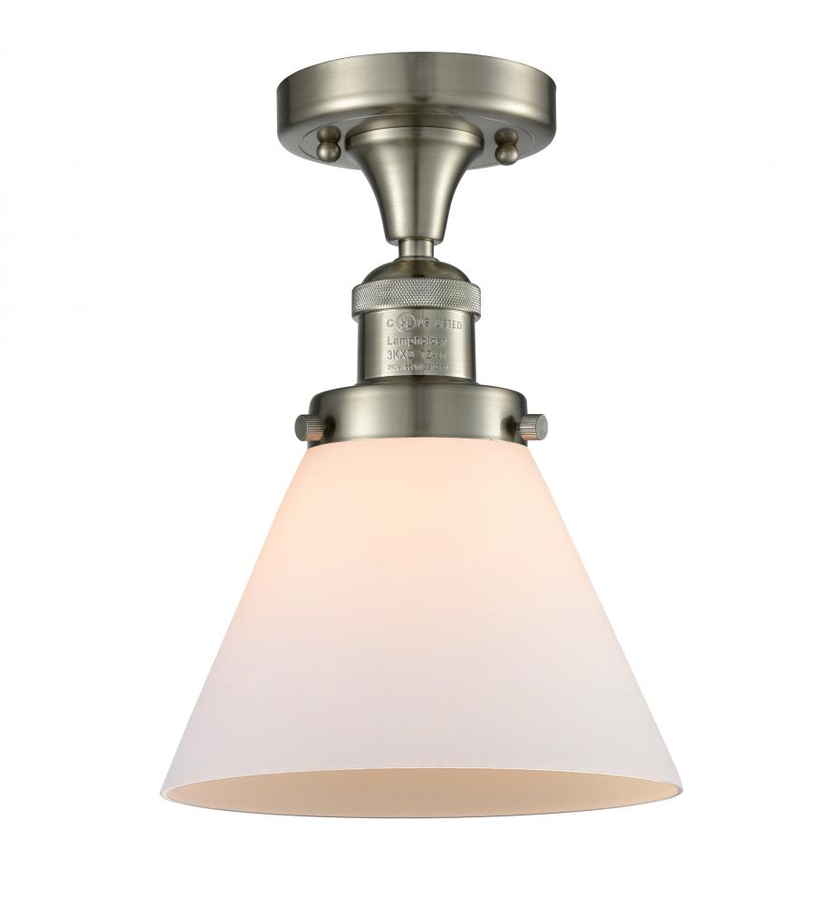 Cone - 1 Light - 8 inch - Brushed Satin Nickel - Semi-Flush Mount