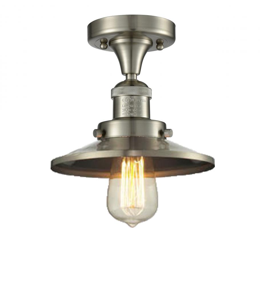 Railroad - 1 Light - 7 inch - Brushed Satin Nickel - Semi-Flush Mount