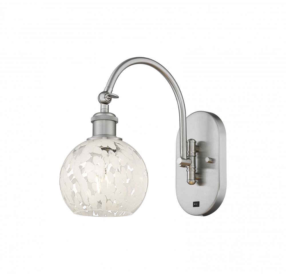 White Mouchette - 1 Light - 6 inch - Brushed Satin Nickel - Sconce