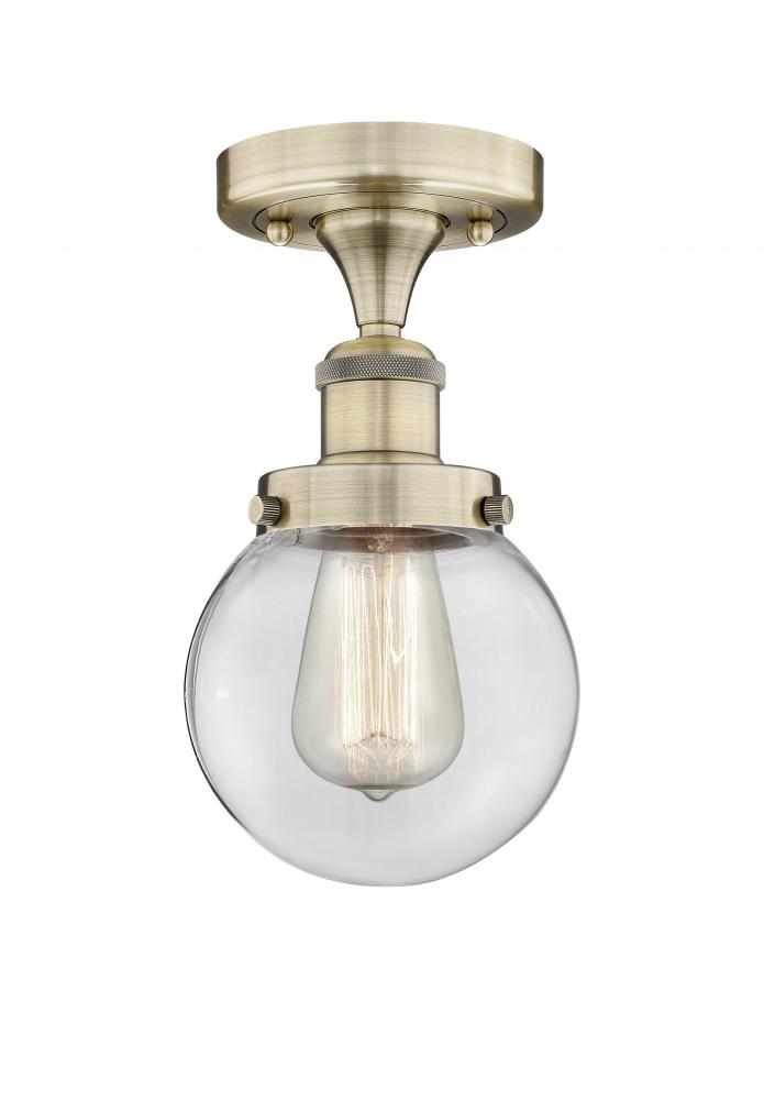 Beacon - 1 Light - 6 inch - Antique Brass - Semi-Flush Mount