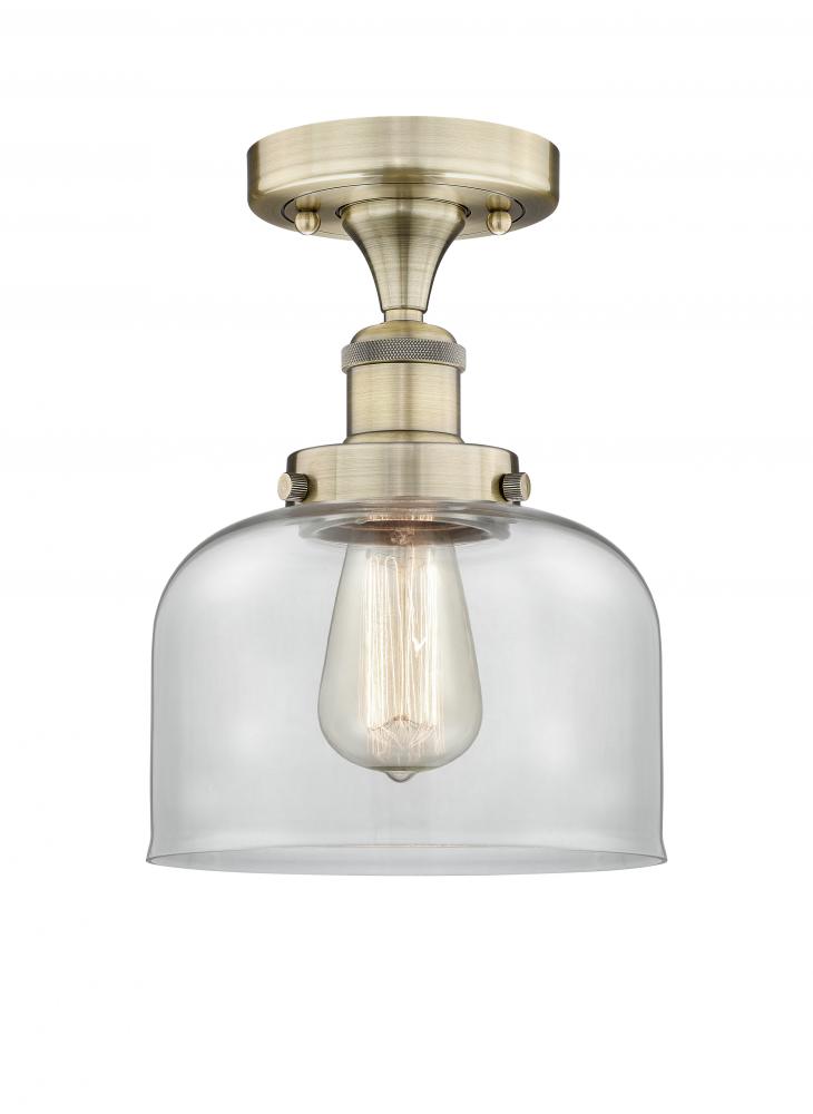 Bell - 1 Light - 8 inch - Antique Brass - Semi-Flush Mount