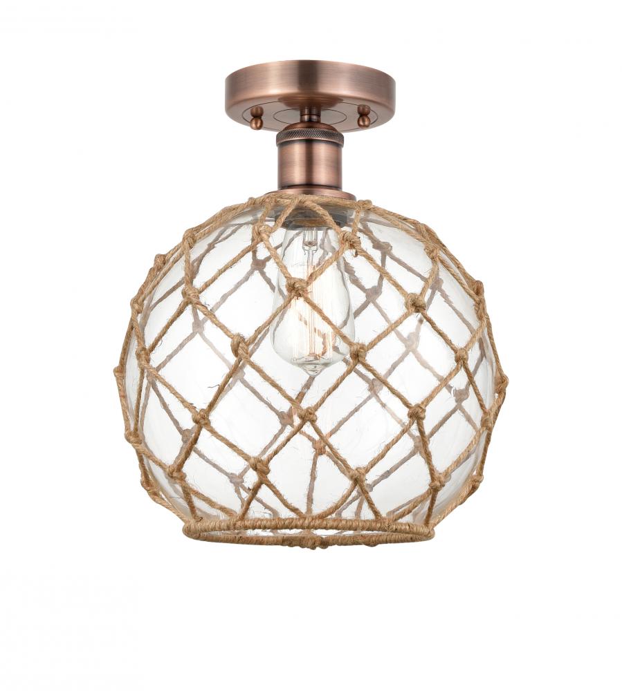 Farmhouse Rope - 1 Light - 10 inch - Antique Copper - Semi-Flush Mount