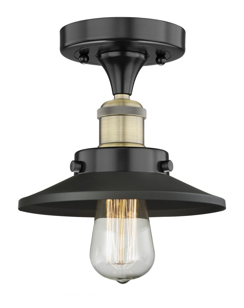 Edison - 1 Light - 8 inch - Black Antique Brass - Semi-Flush Mount