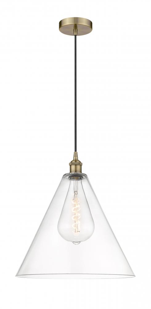 Berkshire - 1 Light - 16 inch - Antique Brass - Cord hung - Pendant