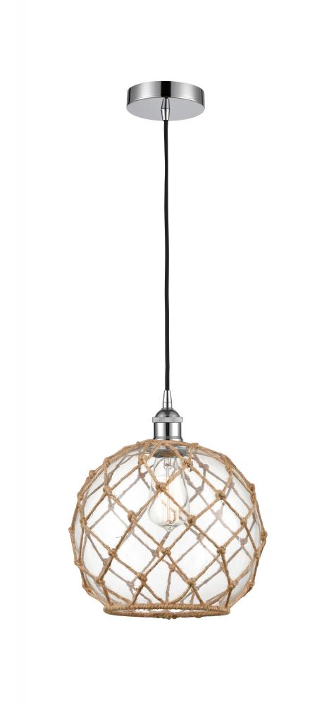 Farmhouse Rope - 1 Light - 10 inch - Polished Chrome - Cord hung - Mini Pendant