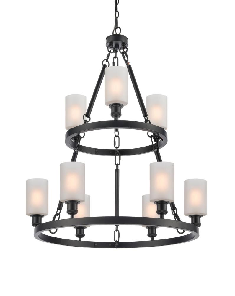 Clymer - 9 Light - 30 inch - Matte Black - Chain Hung - Chandelier