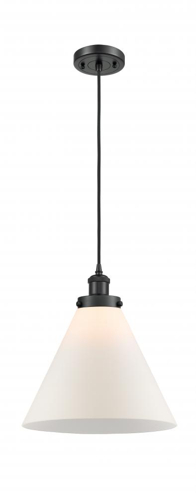 Cone - 1 Light - 12 inch - Matte Black - Cord hung - Mini Pendant