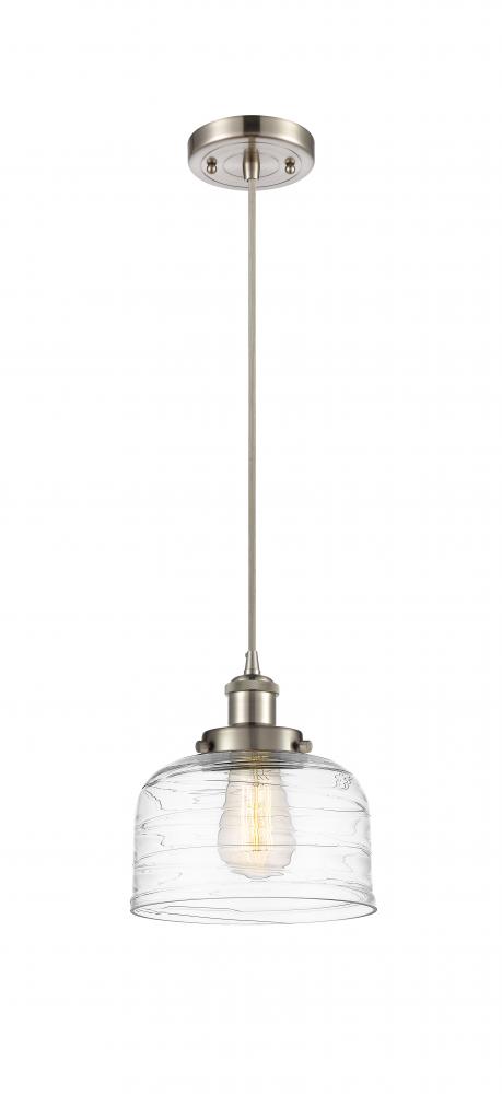 Bell - 1 Light - 8 inch - Brushed Satin Nickel - Cord hung - Mini Pendant