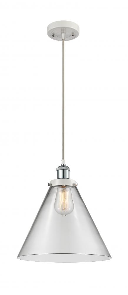 Cone - 1 Light - 12 inch - White Polished Chrome - Cord hung - Mini Pendant