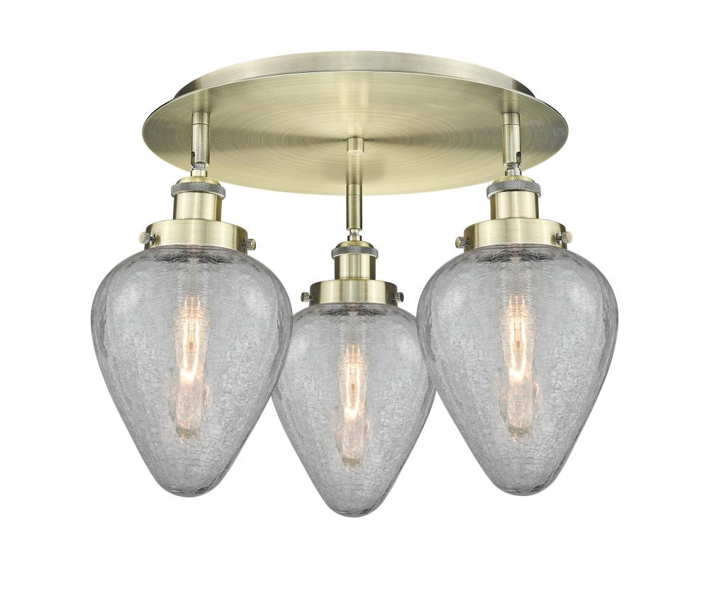 Geneseo - 3 Light - 18 inch - Antique Brass - Flush Mount