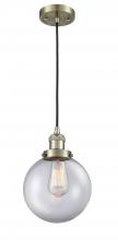 Innovations Lighting 201C-AB-G202-8 - Beacon - 1 Light - 8 inch - Antique Brass - Cord hung - Mini Pendant