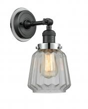 Innovations Lighting 203BK-BPPC-HRPC-G142 - Chatham - 1 Light - 7 inch - Matte Black - Sconce