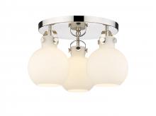 Innovations Lighting 410-3F-PN-G410-7WH - Newton Sphere - 3 Light - 18 inch - Polished Nickel - Flush Mount