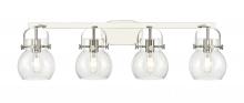 Innovations Lighting 423-4W-PN-G410-6CL - Pilaster II Sphere - 4 Light - 37 inch - Polished Nickel - Bath Vanity Light