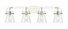 Innovations Lighting 423-4W-PN-G411-6CL - Pilaster II Cone - 4 Light - 37 inch - Polished Nickel - Bath Vanity Light