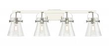 Innovations Lighting 423-4W-PN-G411-6SDY - Pilaster II Cone - 4 Light - 37 inch - Polished Nickel - Bath Vanity Light