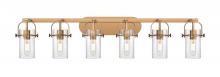 Innovations Lighting 423-6W-BB-G423-7CL - Pilaster II Cylinder - 6 Light - 44 inch - Brushed Brass - Bath Vanity Light