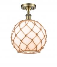 Innovations Lighting 516-1C-AB-G121-10RB - Farmhouse Rope - 1 Light - 10 inch - Antique Brass - Semi-Flush Mount