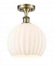 Innovations Lighting 516-1C-AB-G1217-10WV - White Venetian - 1 Light - 10 inch - Antique Brass - Semi-Flush Mount