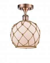 Innovations Lighting 516-1C-AC-G121-8RB - Farmhouse Rope - 1 Light - 8 inch - Antique Copper - Semi-Flush Mount