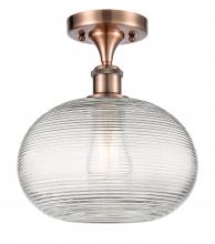 Innovations Lighting 516-1C-AC-G555-10CL - Ithaca - 1 Light - 10 inch - Antique Copper - Semi-Flush Mount