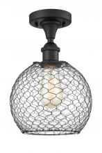 Innovations Lighting 516-1C-OB-G121-8CBK - Farmhouse Chicken Wire - 1 Light - 8 inch - Oil Rubbed Bronze - Semi-Flush Mount