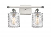  516-2W-WPC-G112C-5CL - Cobbleskill - 2 Light - 15 inch - White Polished Chrome - Bath Vanity Light