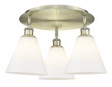 Innovations Lighting 516-3C-AB-GBC-81 - Berkshire - 3 Light - 20 inch - Antique Brass - Flush Mount