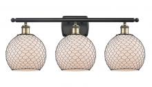 Innovations Lighting 516-3W-BAB-G121-8CBK - Farmhouse Chicken Wire - 3 Light - 28 inch - Black Antique Brass - Bath Vanity Light