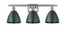 Innovations Lighting 516-3W-SN-MBD-75-GR - Plymouth - 3 Light - 28 inch - Brushed Satin Nickel - Bath Vanity Light