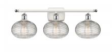 Innovations Lighting 516-3W-WPC-G555-8CL - Ithaca - 3 Light - 28 inch - White Polished Chrome - Bath Vanity Light