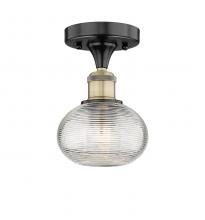 Innovations Lighting 616-1F-BAB-G555-6CL - Ithaca - 1 Light - 6 inch - Black Antique Brass - Semi-Flush Mount