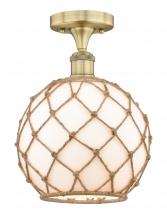 Innovations Lighting 616-1F-BB-G121-10RB - Farmhouse Rope - 1 Light - 10 inch - Brushed Brass - Semi-Flush Mount