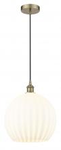 Innovations Lighting 616-1P-AB-G1217-14WV - White Venetian - 1 Light - 14 inch - Antique Brass - Cord Hung - Pendant