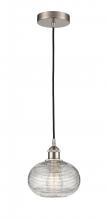 Innovations Lighting 616-1P-SN-G555-8CL - Ithaca - 1 Light - 8 inch - Brushed Satin Nickel - Cord hung - Mini Pendant