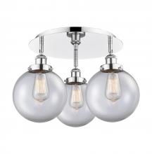 Innovations Lighting 916-3C-PC-G202-8 - Whitney - 3 Light - 20 inch - Polished Chrome - Flush Mount