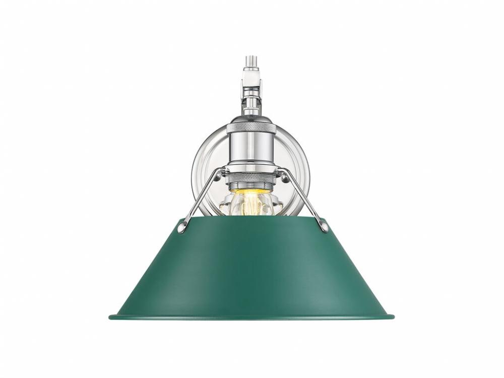 Orwell 1-Light Wall Sconce in Chrome with Pine Green