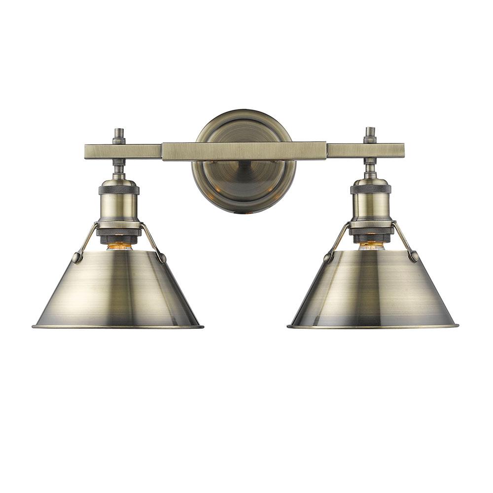 Orwell 2-Light Vanity Light in Aged Brass