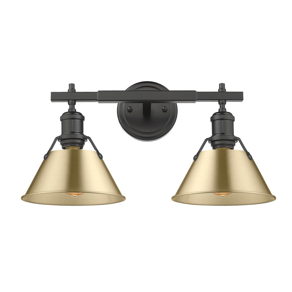 Orwell 2-Light Vanity Light in Matte Black with Brushed Champagne Bronze