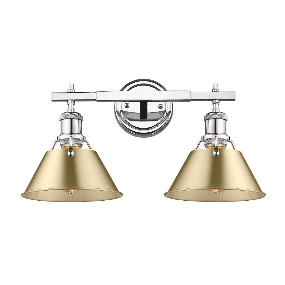 Orwell 2-Light Vanity Light in Chrome with Brushed Champagne Bronze