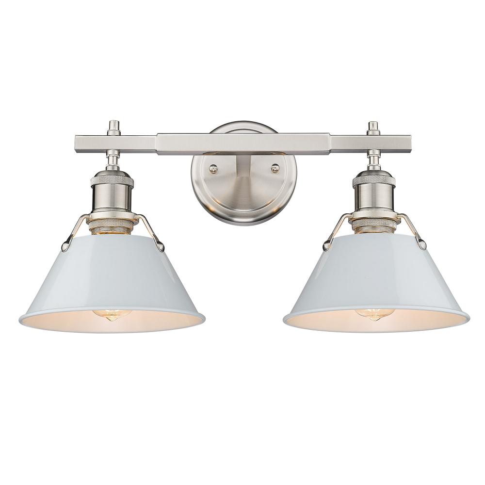 Orwell 2-Light Vanity Light in Pewter with Dusky Blue